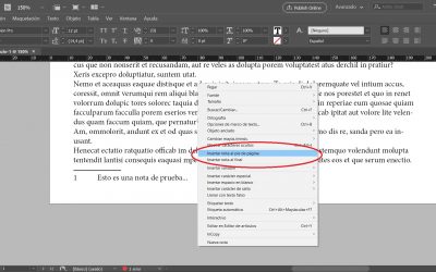 Notas a pie de página con InDesign
